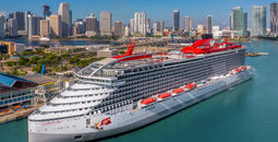 Virgin Voyages' first ship, Scarlet Lady, in Miami.