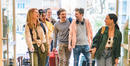 Group of young people traveling