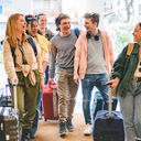 Group of young people traveling