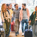 Group of young people traveling