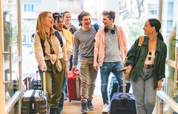 Group of young people traveling