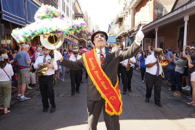 Band playing at the New Orleans French Quarter Fest