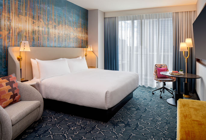 Tempo by Hilton Nashville Downtown A standard king guest room at the Tempo by Hilton Nashville Downtown, which opened in February.