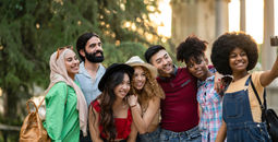 Group of travelers of different ethnicities