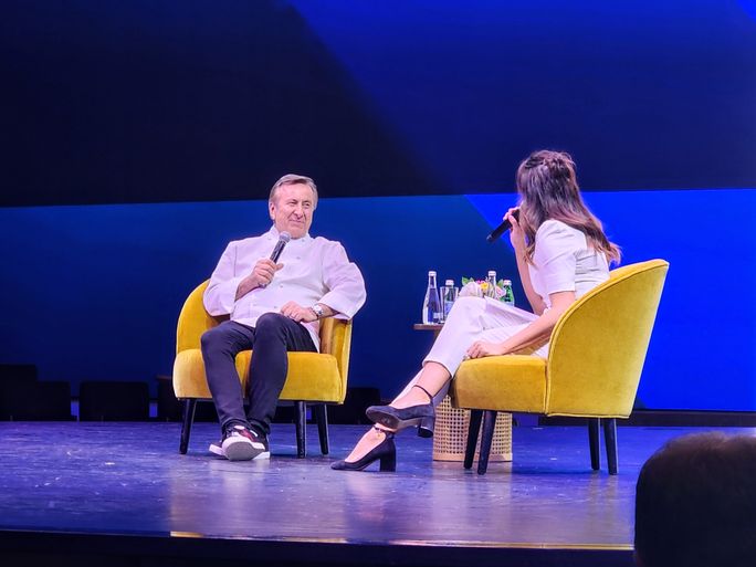 Celebrity chef Daniel Boulud speaks during a fireside chat on board Celebrity Cruises' 2025 President's Cruise. Celebrity chef Daniel Boulud speaks during a fireside chat on board Celebrity Cruises' 2025 President's Cruise.