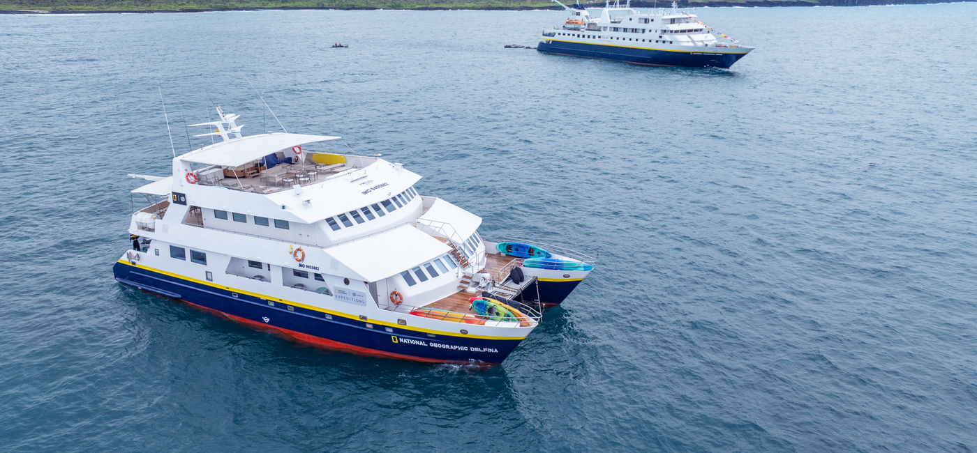 Image: National Geographic Delfina and National Geographic Gemini in Academy Bay (Photo Credit: National Geographic-Lindblad Expeditions)