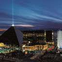 Luxor and Excalibur on the Las Vegas Strip