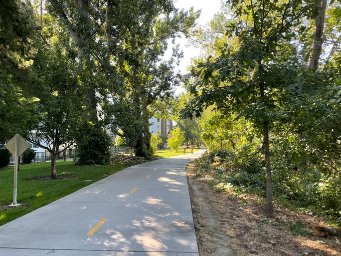 Pedaling along the Boise River Greenbelt that runs through the center of Boise, Idaho Pedaling along the Boise River Greenbelt that runs through the center of Boise, Idaho