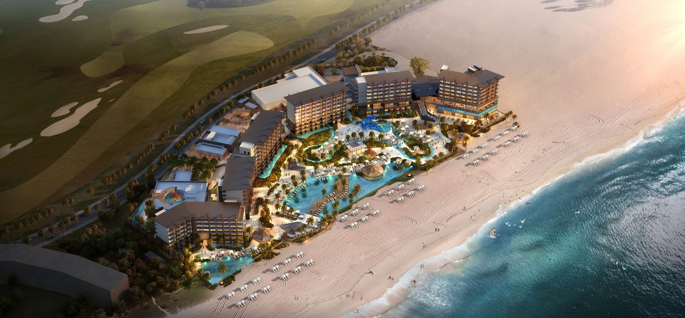 Image: Aerial view rendering of the newly opened Dreams Estrella del Mar Mazatlán Golf & Spa Resort. (Photo Credit: Hyatt Hotels Corporation)