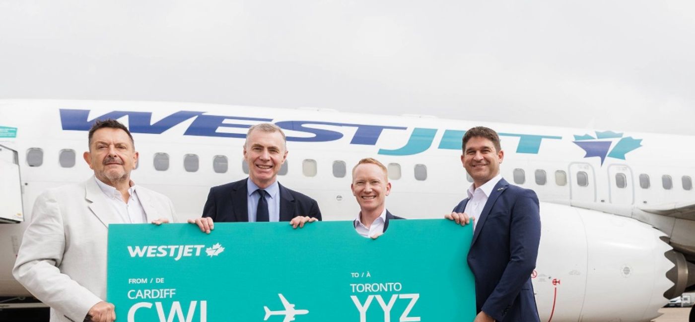 Image: WestJet landed at Cardiff airport May 23, 2026 (Photo Credit: Cardiff Airport/Facebook)