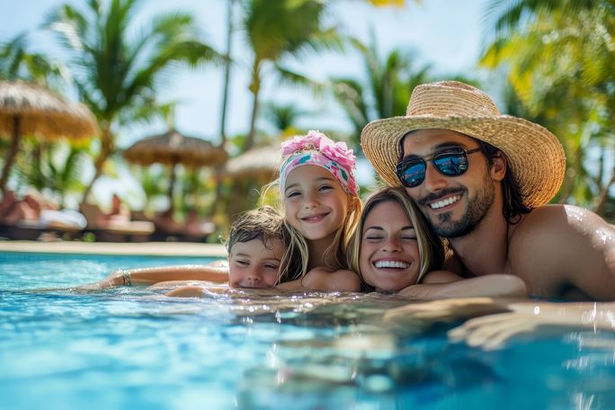 Family at an all-inclusive resort. Family at an all-inclusive resort.
