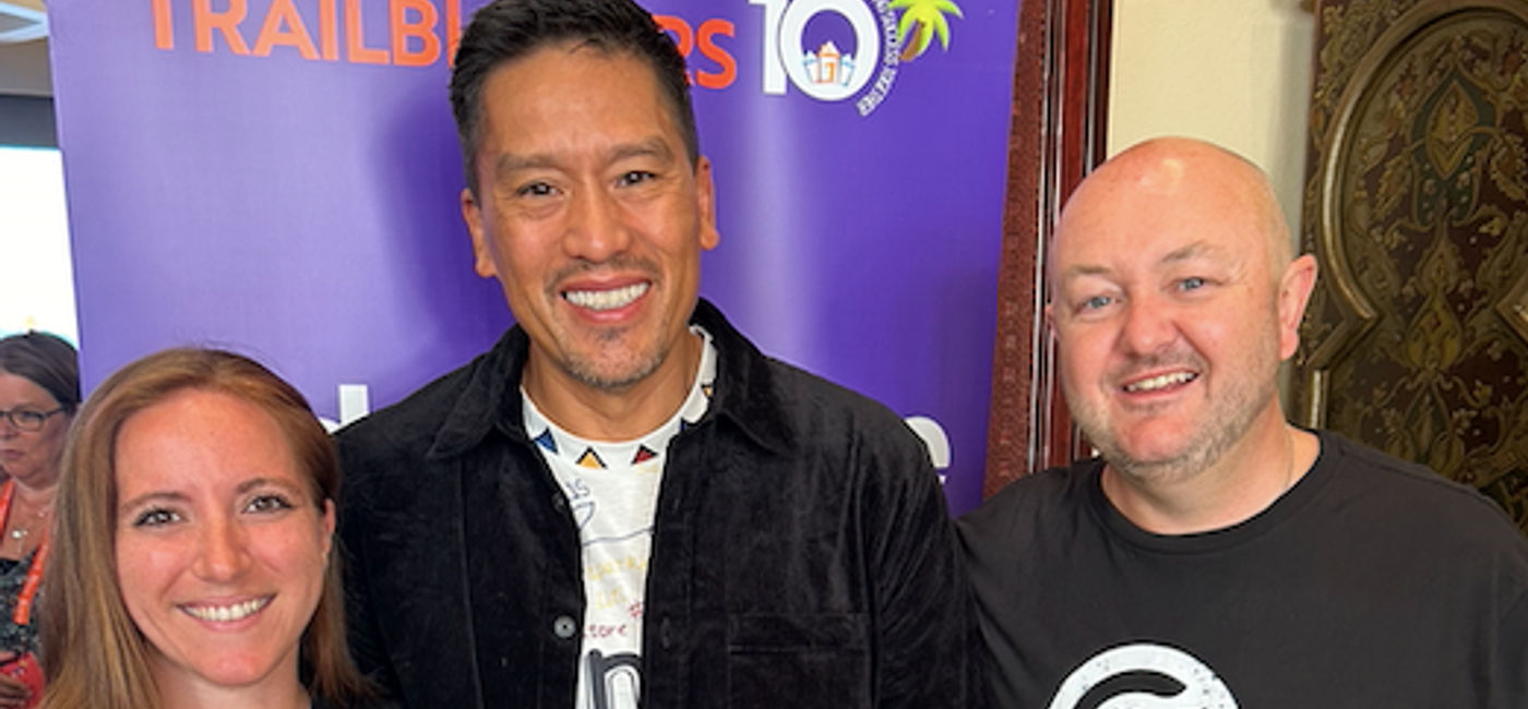 Image: CEO Hilary Arsenault, G Adventures' Founder Bruce Poon Tip with David Green, VP Sales and Customer Operations & Managing Director Canada (Photo Credit: Marsha Mowers)