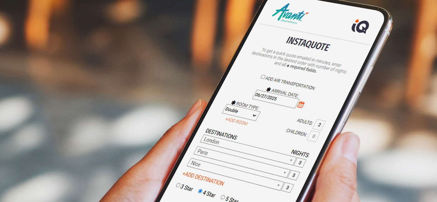 Image: Avanti Destinations' new InstaQuote app, available for use now. (Photo Credit: Avanti Destinations)