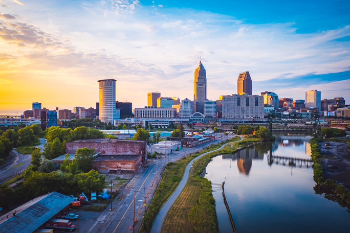 Sunset over Cleveland, Ohio Sunset over Cleveland, Ohio