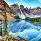 Moraine lake panorama in Banff National Park, Alberta, Canada