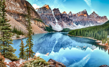 Moraine lake panorama in Banff National Park, Alberta, Canada