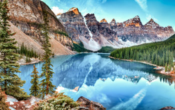 Moraine lake panorama in Banff National Park, Alberta, Canada