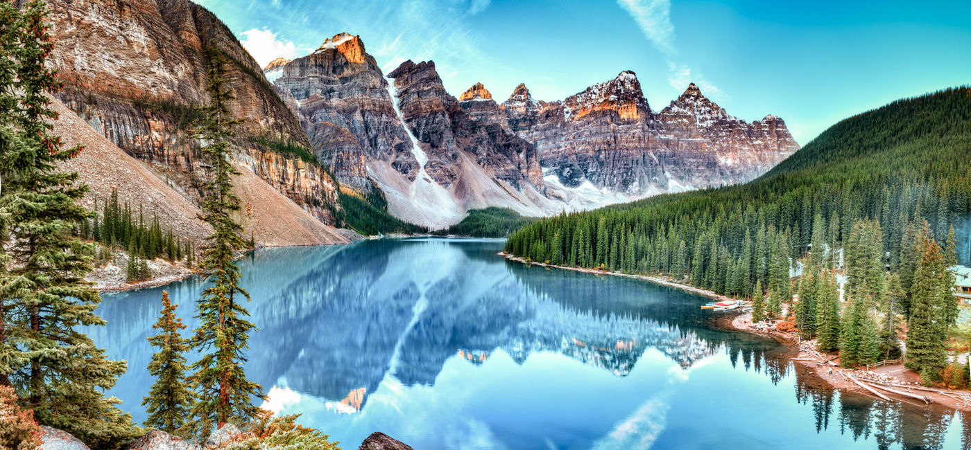 Image: Moraine lake panorama in Banff National Park, Alberta, Canada (Photo Credit: Adobe Stock)