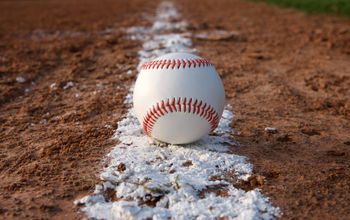 Baseball on a field.