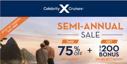 Celebrity Cruises Semi-Annual Sale -75% off 2nd Guest
