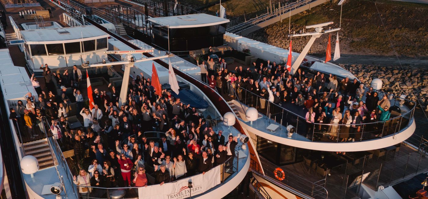 Image: AmaWaterways prepares to depart three ships with 165 advisors and 70 suppliers onboard for Travel Experts Summit 5. (Photo Credit: Travel Experts)
