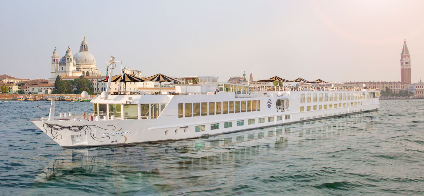 Image: Uniworld's SS La Venezia in Venice, Italy. (photo via Uniworld Boutique River Cruise Collection) (Photo Credit: (photo via Uniworld Boutique River Cruise Collection))
