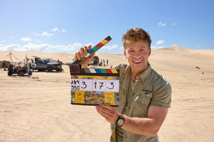 Robert Irwin films a video for Tourism Australia's 'Come and say G'day' campaign.