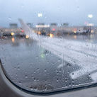Plane in the rain.
