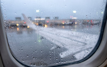 Plane in the rain.