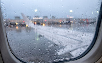 Plane in the rain.