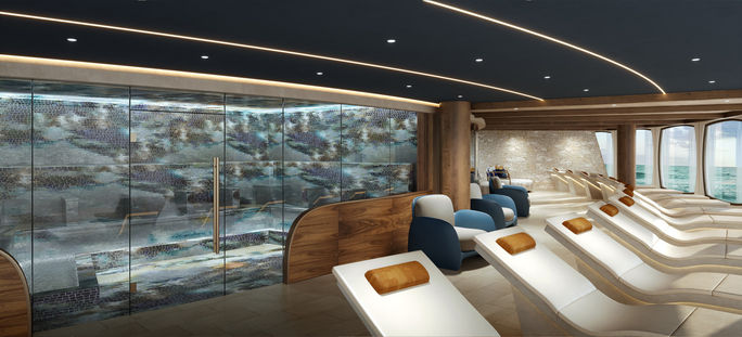 A rendering of the Mandara Spa aboard Norwegian Aura A rendering of the Mandara Spa aboard Norwegian Aura