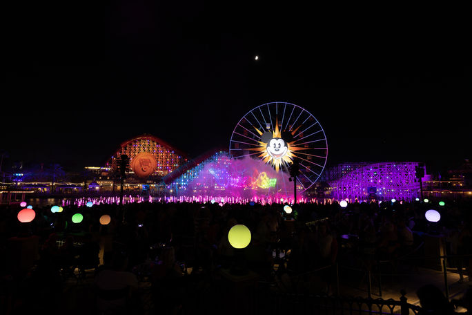The "World of Color" nighttime spectacular at Disney California Adventure Park, Anaheim, California. World of Color, Disneyland, Disney California Adventure Park, Anaheim, California, shows, spectaculars, nighttime