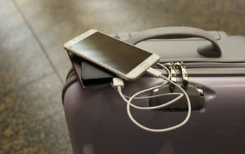 Power bank on luggage