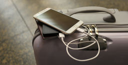 Power bank on luggage