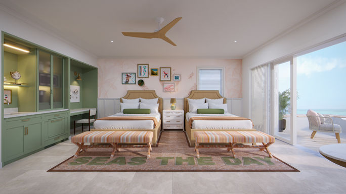 Rendering of a room at the upcoming Beaches Exuma resort. Beaches Resorts, Beaches Exuma, new resorts in the bahamas