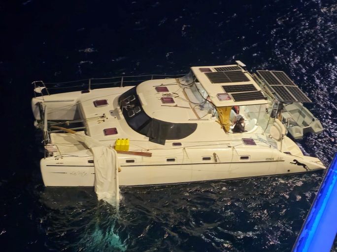 A disabled catamaran was reported in the South Pacific