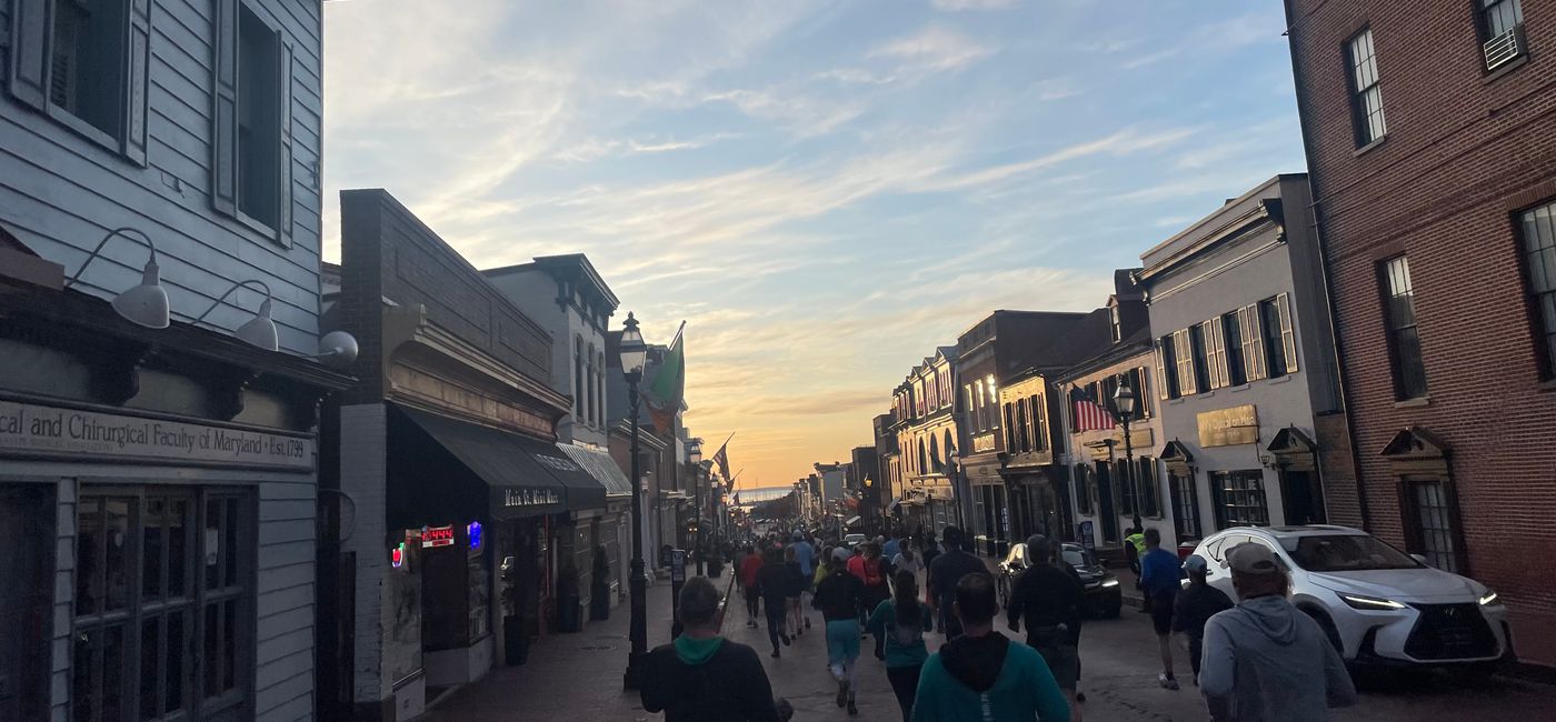 Image: Running through Downtown Annapolis, Maryland at sunrise. (Photo Credit: Patrick Clarke)