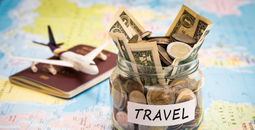Travel savings, budget, money.
