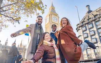 Contiki tour participants exploring London, England.
