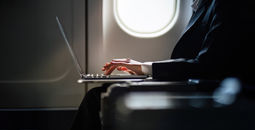 Laptop on a plane