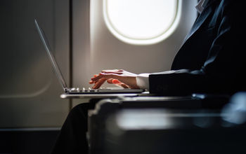 Laptop on a plane