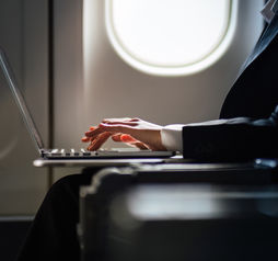 Laptop on a plane