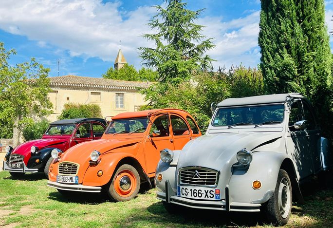 Travelers can cruise the French countryside in a vintage Citroen 2CV with French Waterways. French Waterways, vintage car tours, father's day trips, barge cruise