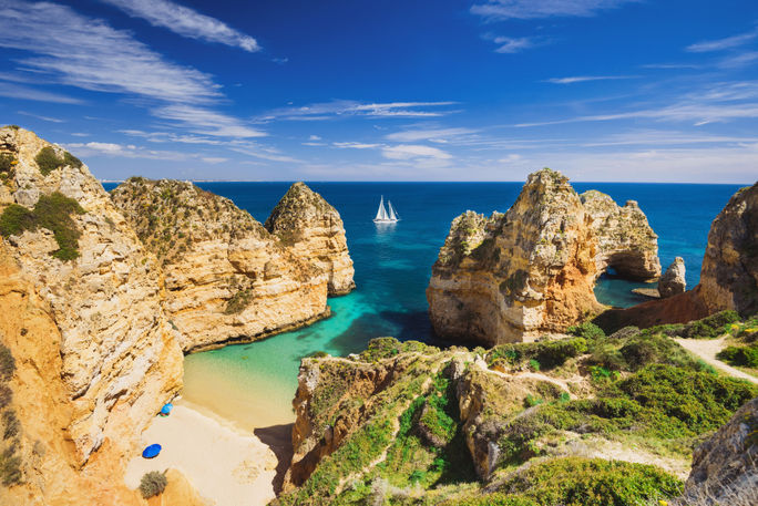 Beautiful bay in Algarve region, Portugal. Beautiful bay in Algarve region, Portugal.