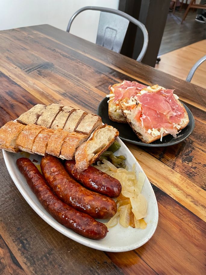 House-made chorizo and pan con tomate at Ansots in Boise, Idaho