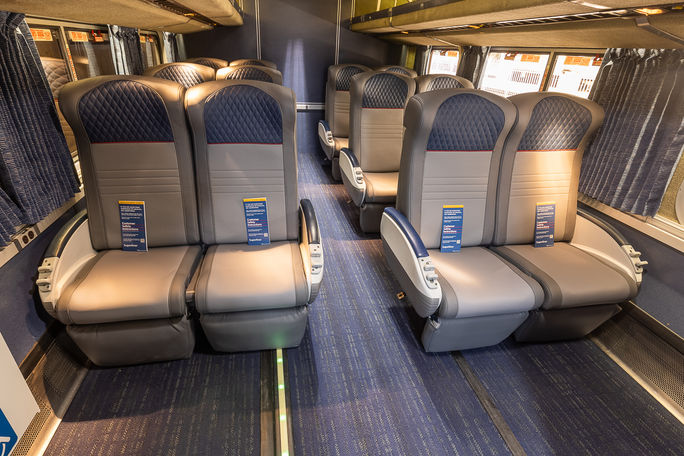 Superliner coach upper level on Amtrak Auto Train. Superliner coach upper level on Amtrak Auto Train.