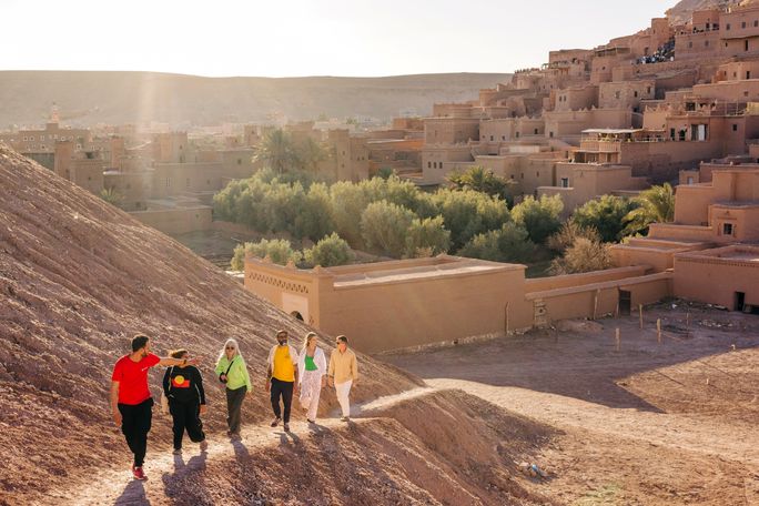 Intrepid travelers in Ait Benhaddou, Morocco. Intrepid Travel, ait benhaddou, tours to morocco, morocco tours, travelers in ait benhaddou