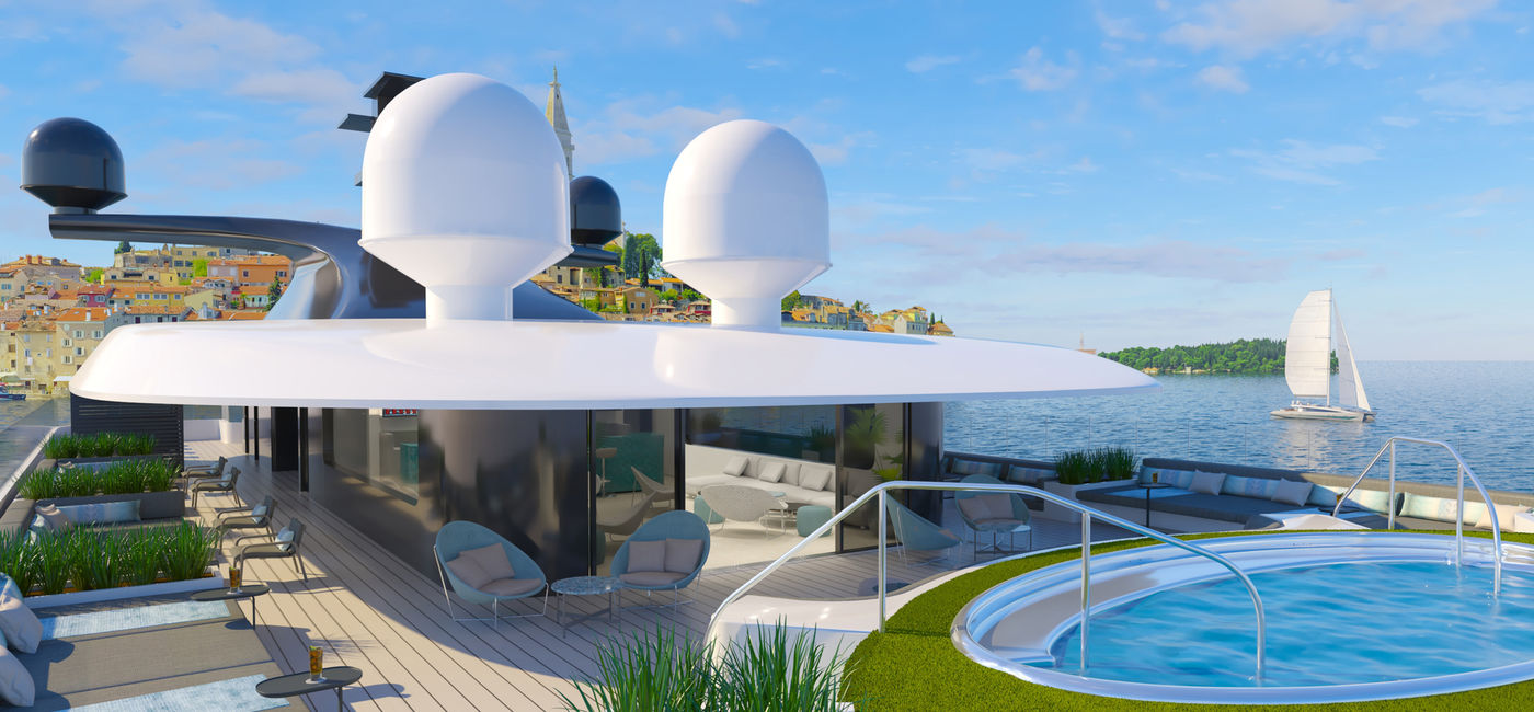 Image: A rendering of the Sky Bar & Spa Pool on Emerald Kaia (Photo Credit: Scenic Group)