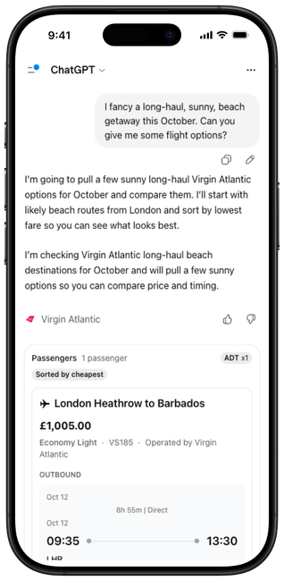 Virgin Atlantic ChatGPT App