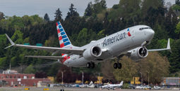 An American Airlines 737 MAX on takeoff